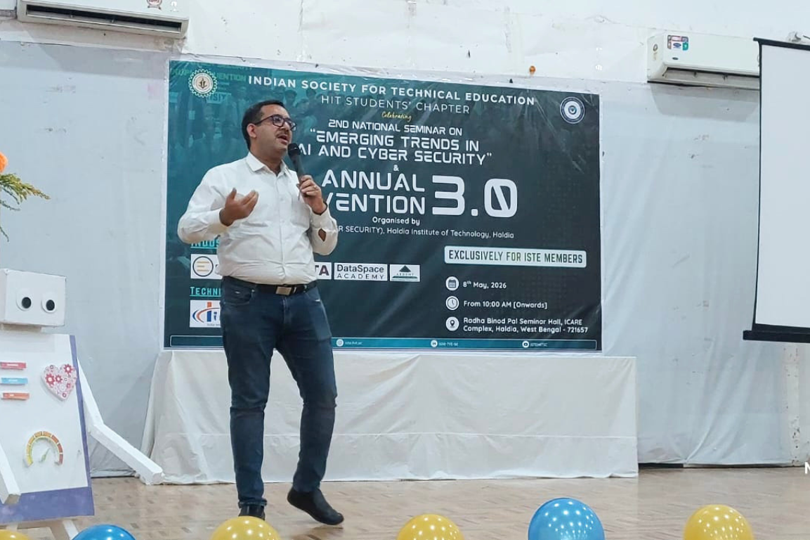 Founder speaking at Haldia Institute of Technology